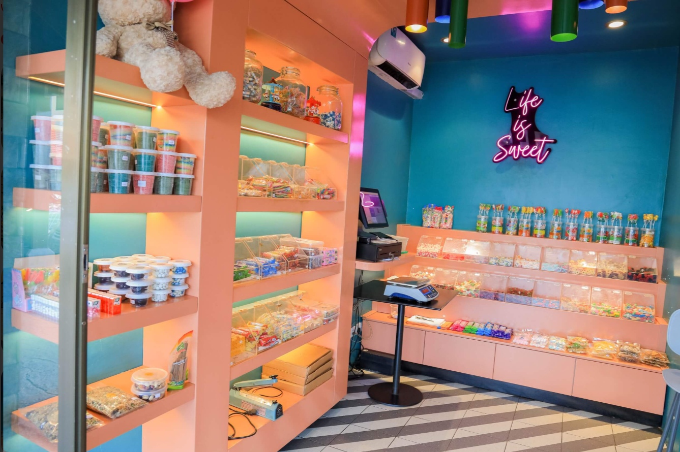 Yummy candy shop interior at Palm Village Mall
